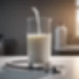 A close-up of a glass of milk with a stethoscope in the background, symbolizing health and wellness.