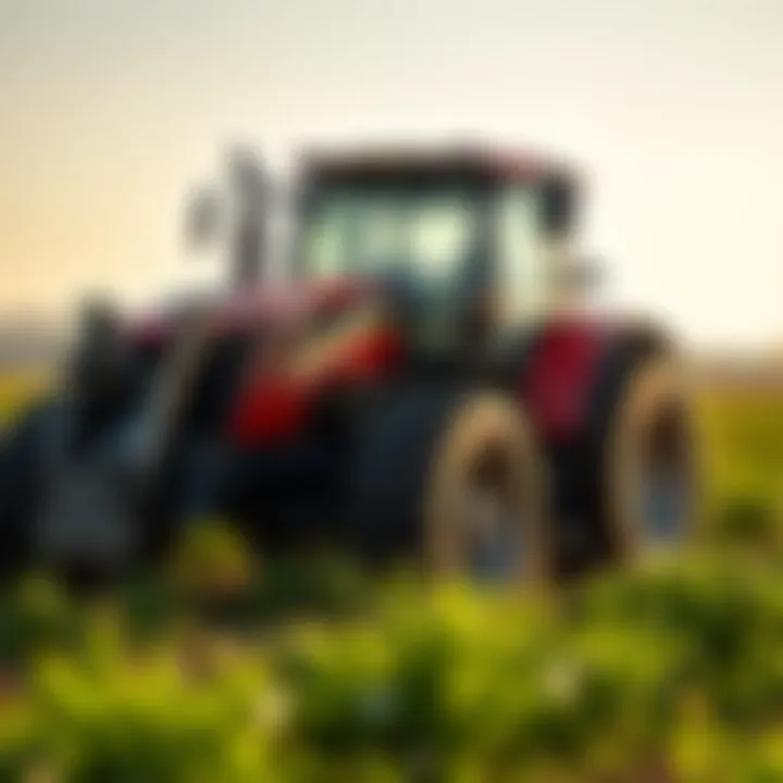 Farm landscape showcasing tractor efficiency