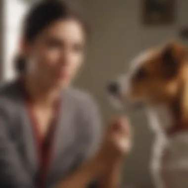 Pet owner discussing Rimadyl with veterinarian