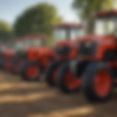 A diverse range of Case Ag tractor models lined up