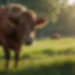 Cattle grazing in a lush green pasture