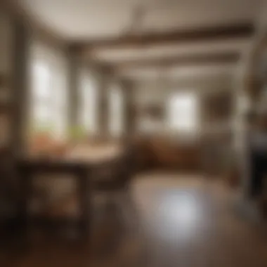 Historic Farmhouse Interior: A Blend of Functionality and Aesthetics Interior view of a historic farmhouse exhibiting functional design