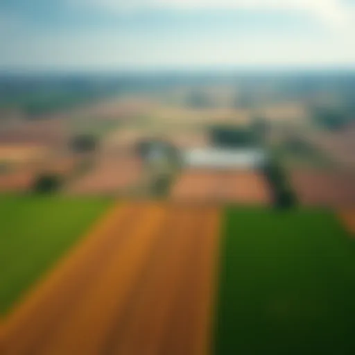 An aerial view of diverse agricultural fields under regulatory standards