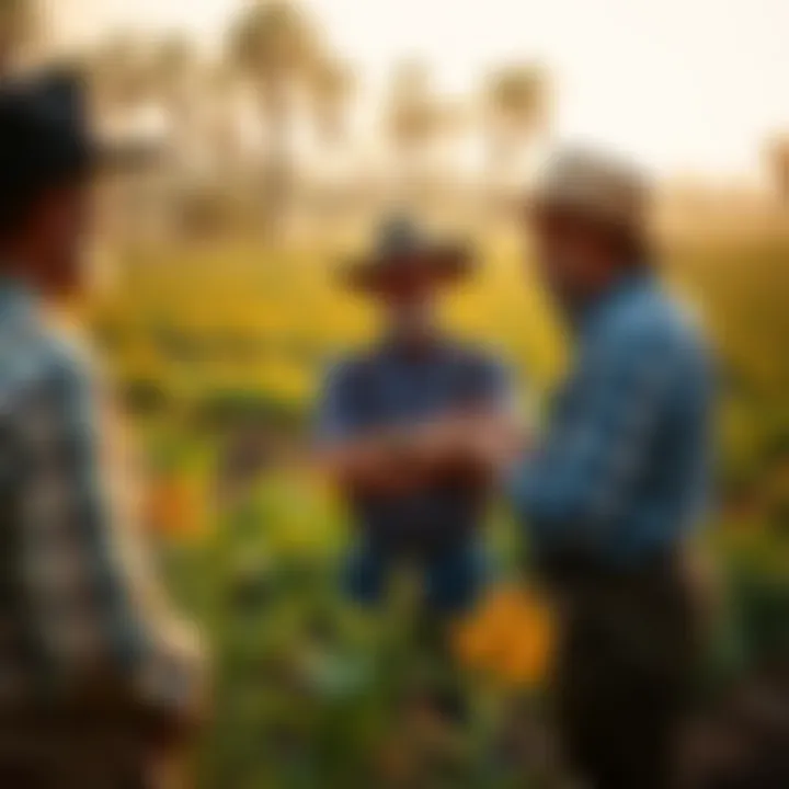 Farmers discussing innovative practices in a regulatory context