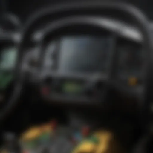 Close-up view of John Deere tractor dashboard with controls