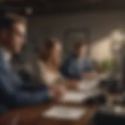 A diverse group of finance professionals collaborating in an office setting