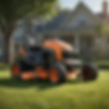 Battery-Powered Lawn Mower in Action Innovative battery lawn mower cutting grass smoothly