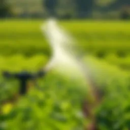 Advanced irrigation technology at work in a lush field