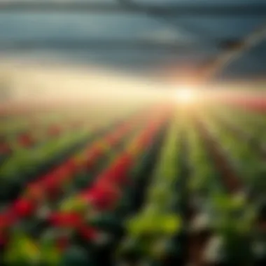 Thriving Crops through Precision Irrigation Diverse crops thriving under precise irrigation