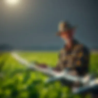 Smart Farming with Mobile Technology A farmer utilizing mobile technology for irrigation scheduling