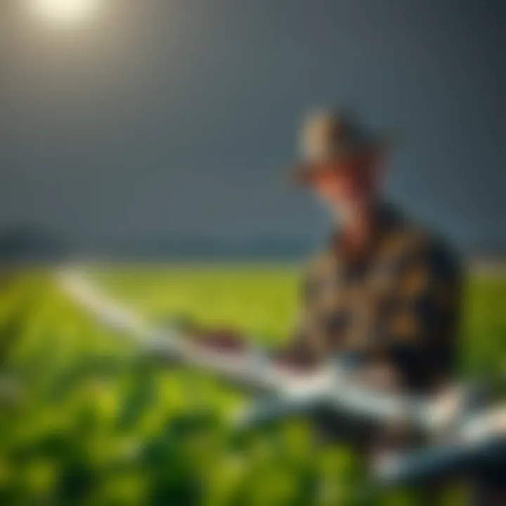 Smart Farming with Mobile Technology A farmer utilizing mobile technology for irrigation scheduling