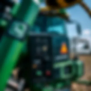 Close-up of the technical specifications of the John Deere 600 sprayer