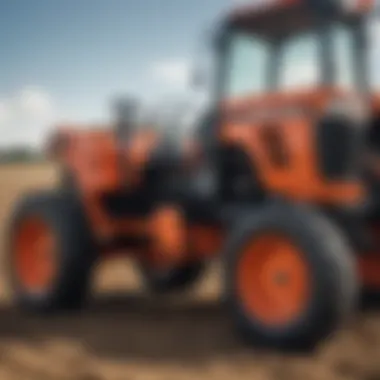 Close-up of Kubota tractor features and controls