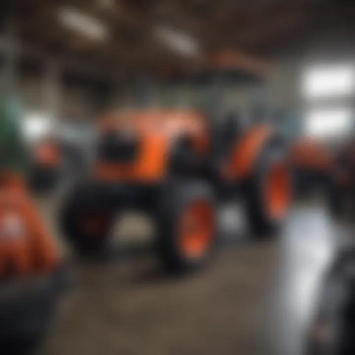 Maintenance of Kubota tractors in a workshop