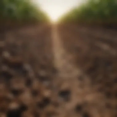 Close-up of rich soil and crops