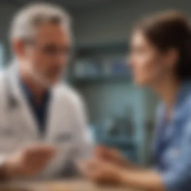 Consultation with Healthcare Professional Illustration of a healthcare professional consulting a patient