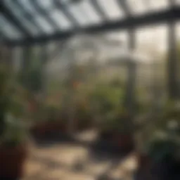 A sophisticated mini greenhouse showcasing various plants thriving inside.