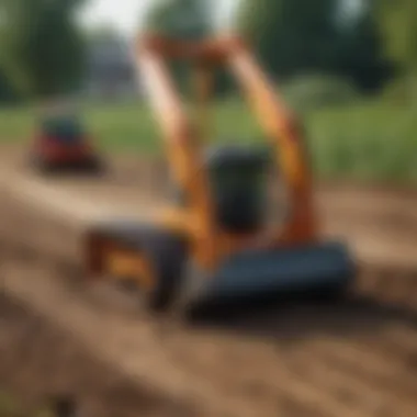 Demonstration of a mini track hoe in action on a farm