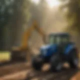 Robust New Holland front end loader attachment in action on a farm