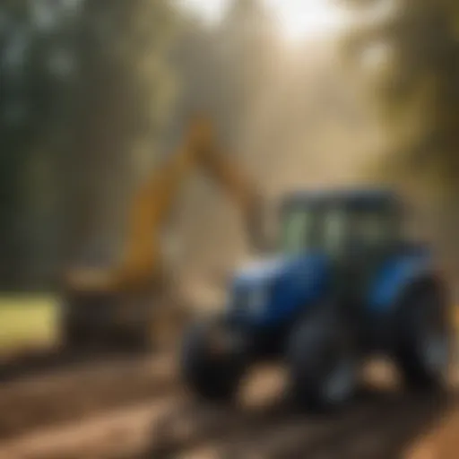 Robust New Holland front end loader attachment in action on a farm