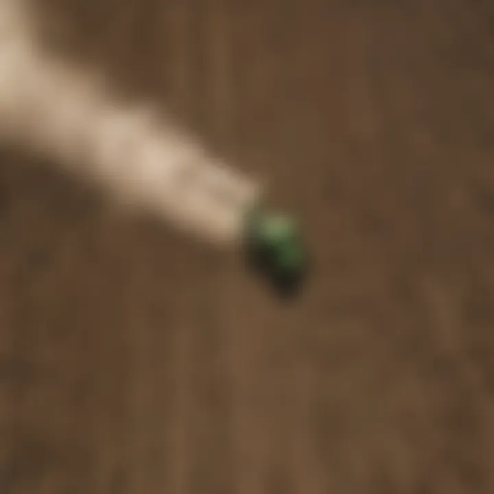 An aerial view of multiple John Deere track tractors working collaboratively in a large farm.