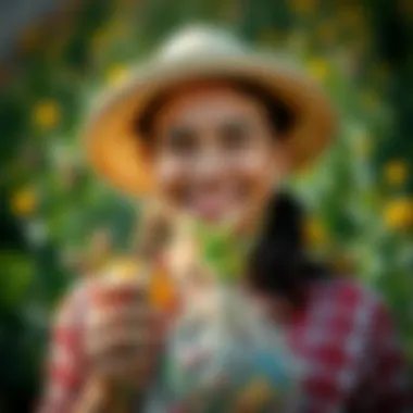 Symbolic representation of donations supporting agriculture