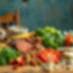 Diverse protein sources displayed on a table