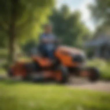 A well-maintained Riggs Mower in a vibrant garden setting