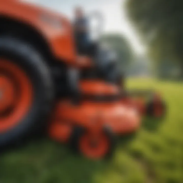Close-up of unique features in Riggs Mowers' latest innovation