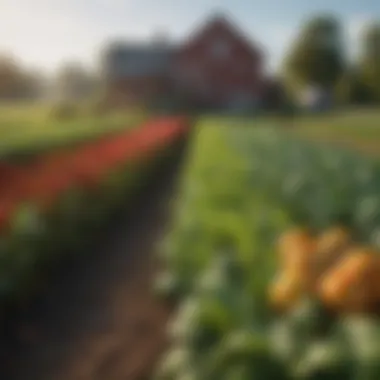 Diverse crops growing on a small farm in New York