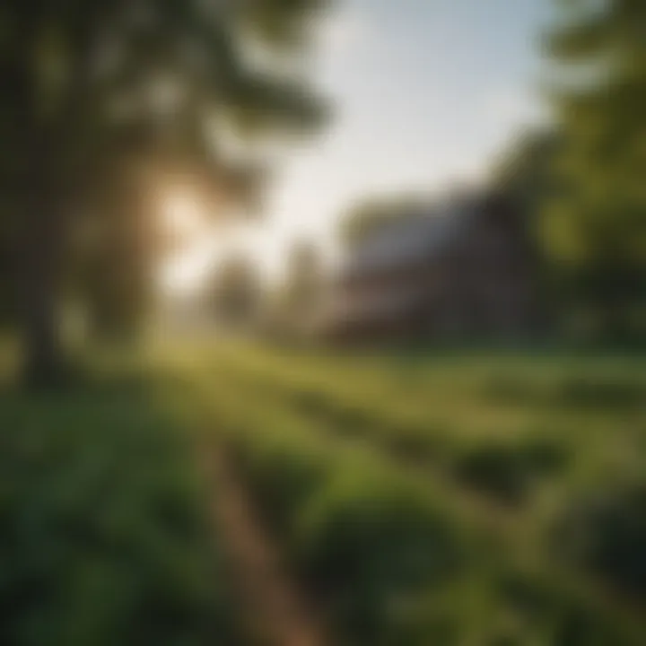 Lush green landscape of a small farm in New York