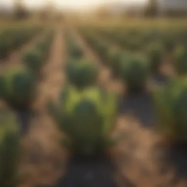 An overview of a sustainable agricultural field growing nopal, reflecting its eco-friendly potential.