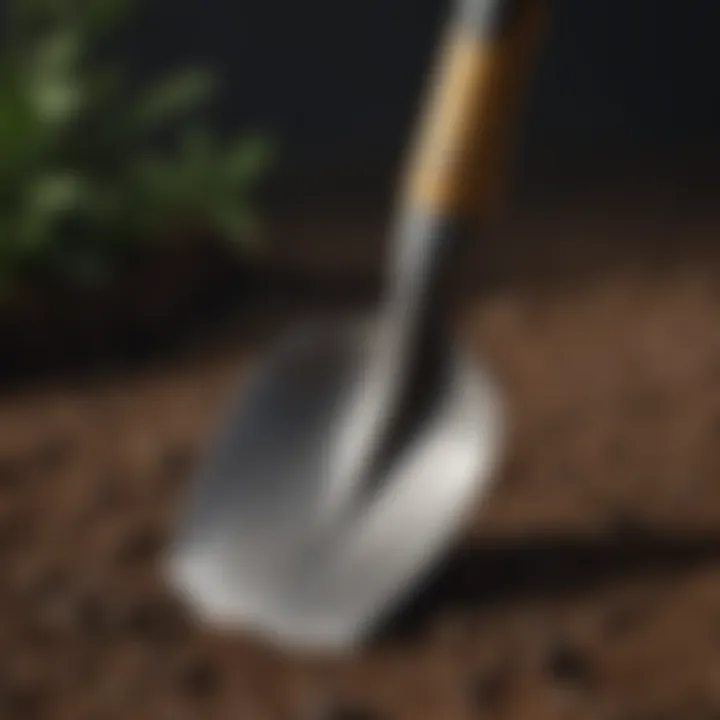 Close-up of a durable spade showcasing its material and craftsmanship