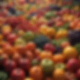 Vibrant display of organic fruits and vegetables