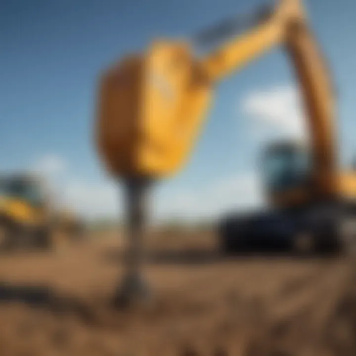 Danuser hydraulic auger in action on a construction site, drilling into the ground.