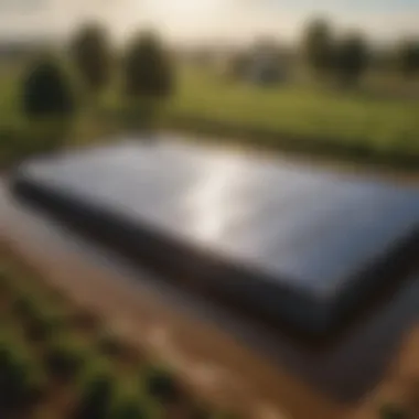 A solar water harvesting setup integrated into a vibrant farm landscape