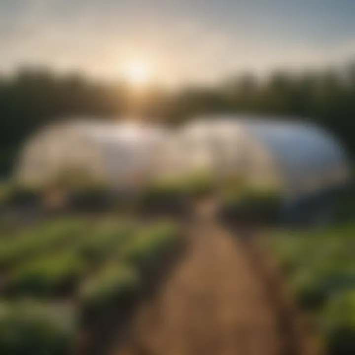 A side-by-side comparison of traditional greenhouses and hoop houses.