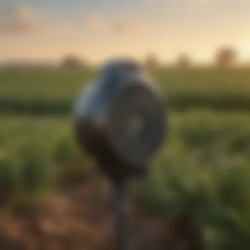 Bird repellent speaker in a field