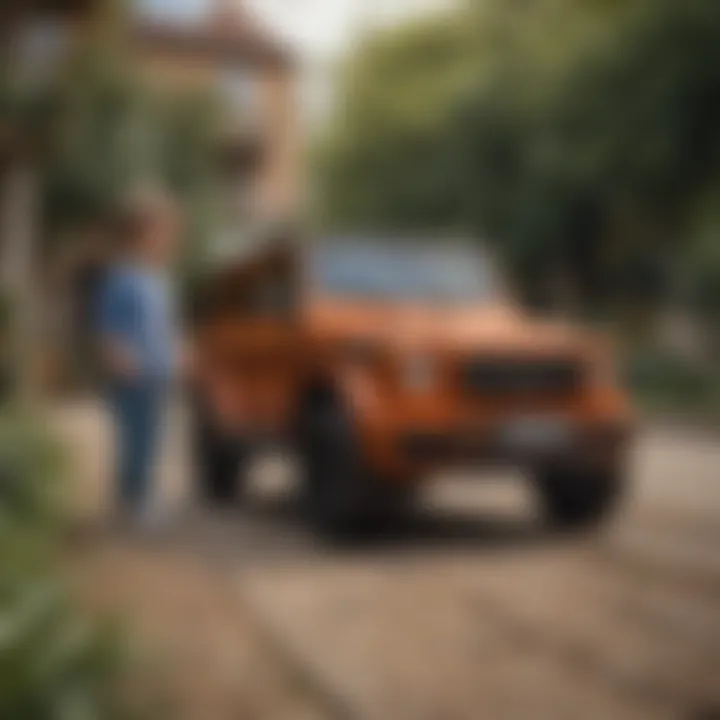 A child enjoying the G Wagon electric toy car outdoors