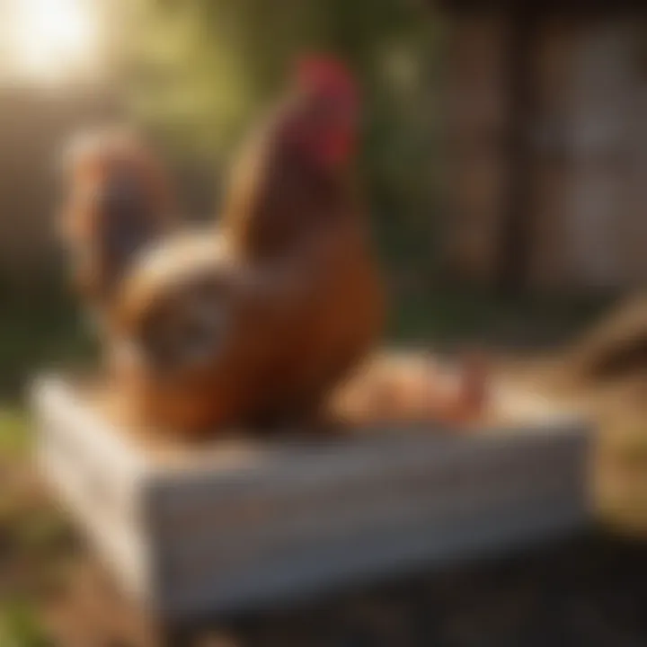 A healthy hen using a well-designed nesting box.