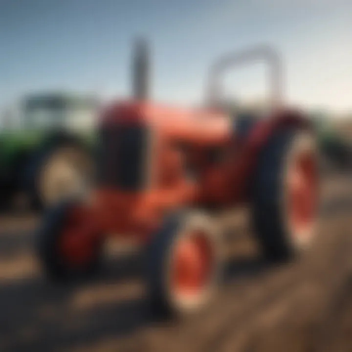 A collection of used tractors ready for sale