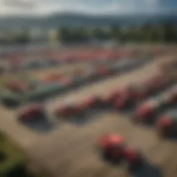 An overview of a used tractor lot in Salem, Oregon