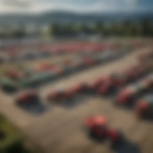 An overview of a used tractor lot in Salem, Oregon