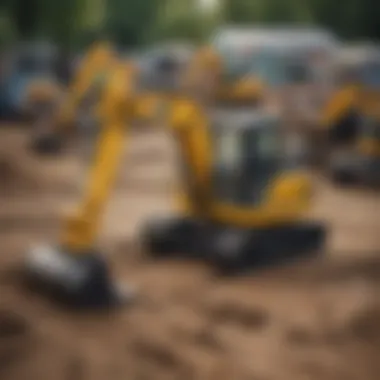 A local dealer showcasing various mini excavators for sale