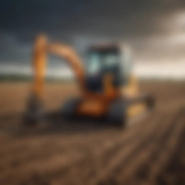 Mini excavators in action on an agricultural field