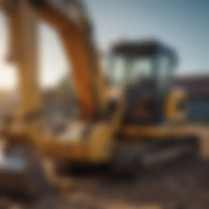 Close-up view of mini excavator controls showcasing functionality