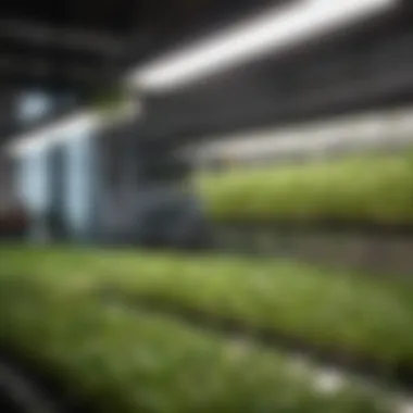 An organized setup of lighting and irrigation systems used in a microgreen grow tent.