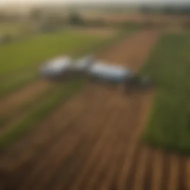 An aerial view of a sustainable farm integrating technology in crop management