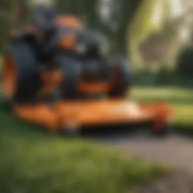 Close-up of Scag Cheetah mower's cutting deck showcasing engineering precision