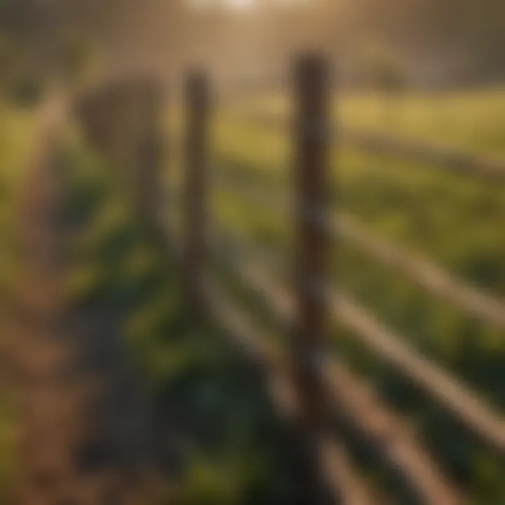 A visually striking sucker rod fence enclosing a vibrant farm landscape